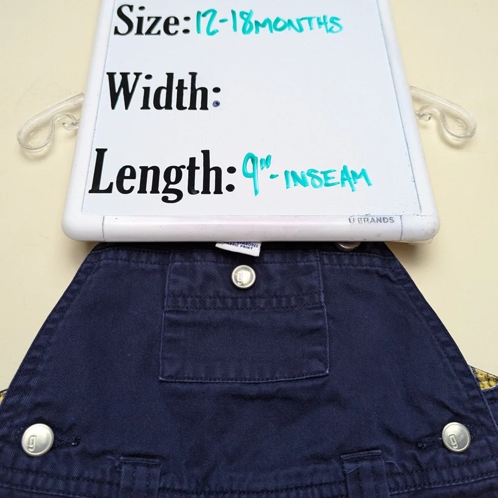 Vintage Gymboree Sailboat 2002 Boat Navy Plaid Lined Overalls Y2K 12-18 Months